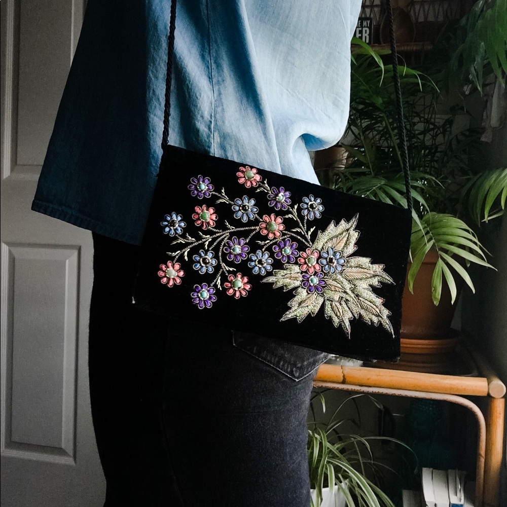 Vintage Black Velvet Purse